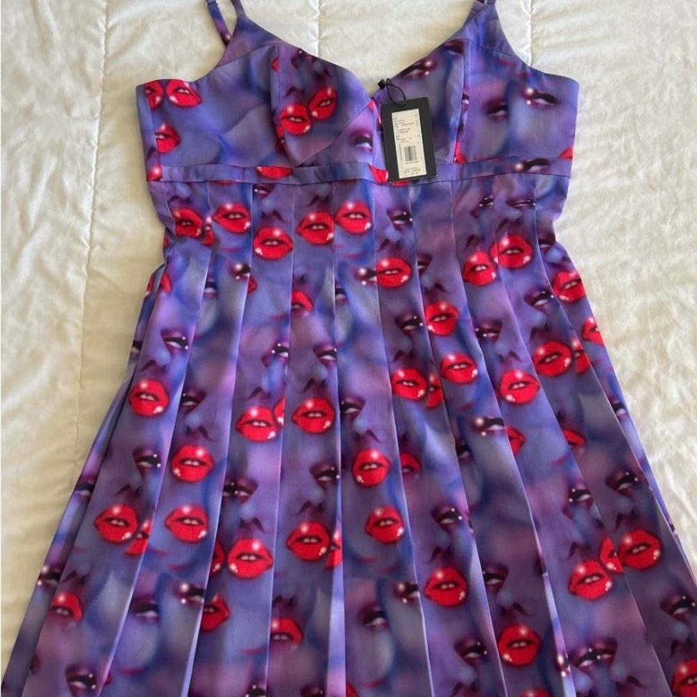 Marc Jacobs Red and Purple Pleated A-Line Dress for Prom